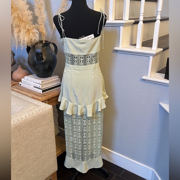 For Love And Lemons LoveBird Mint Green MIDI Lace Dress - Picture 3 of 8